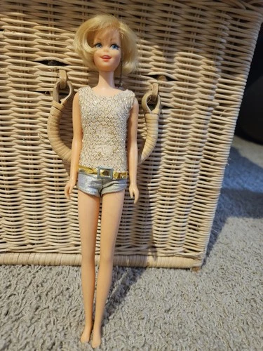 1966 Mattel Casey Barbie Twist N Turn Bendable w/ Orig. Swimsuit and earring