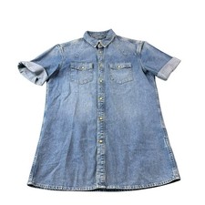 Allsaints Denim Dual Pocket Pearl Snap Men  s S/S Shirt Size Small