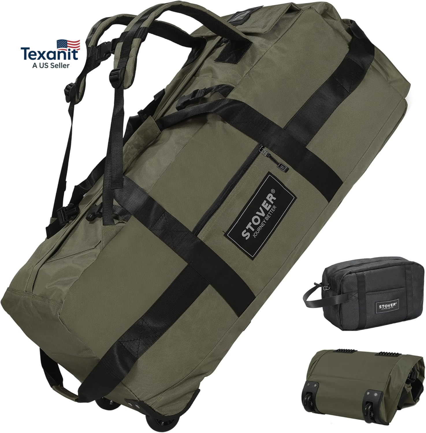 45/80/100L Rolling Duffel Bag with Wheels, X-Large Durable T