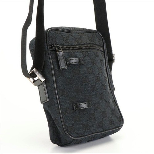 Gucci Crossbody Messenger Bag GG Canvas Black Luxury Designer Authentic Italy