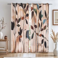 Blackout Curtains 52Wx84L, Room 52"W x 84"L Pack of 2 Brown - Leaves