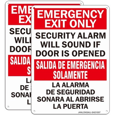 2Pack Emergency Exit Only- Security Alarm Will Sound If Door Is Opened Biling...