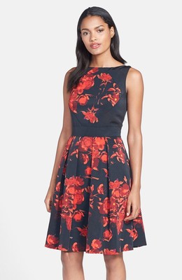 taylor floral-print fit & flare dress Shop Women's Orange Floral Print Bell Sleeve Fit & Flare Maxi Dress|  Showoffff
