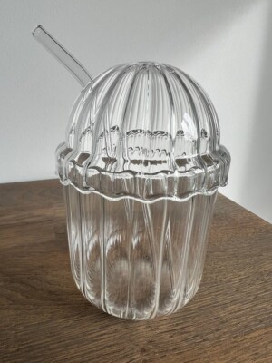 Glass Cup with Lid and Straw | Scandi Design