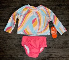 Wonder Nation Baby Girl. 2 Pc Swimsuit. Size 6-9M Snap Diaper Bottom UPF 50