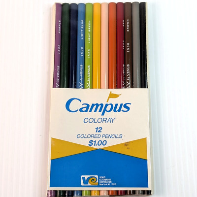 Vtg Venus Coloray Thick Lead 12 Colored Pencils No. 1500 Original Pouch Unused
