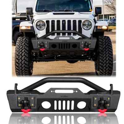 VIJAY Steel Front Bumper Fits 2007-2025 Jeep Wrangler JK /JL /JT  With D-rings
