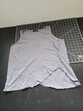 Final Touch Womens Size L Gray Tank Top Sleeveless USA Made Distressed Holes