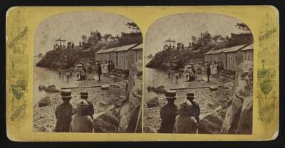 Bathing houses at Downer Landing or Downer's Landing, Boston, Massa - Old Photo