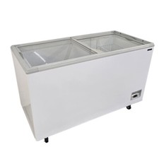 Chest Freezer Flat Top Glass Display Showcase Ice Cream Storage 521L Diaminox...