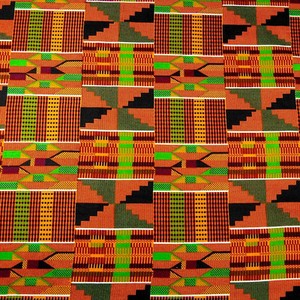 african kente fabric cloth orange wax cotton dyed stunning