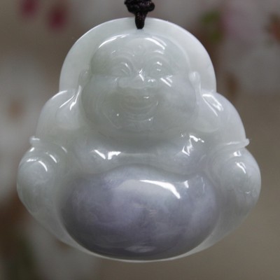 Certified Natural Jade Grade A Gorgeous Lavender Jadeite Buddha Big Pendant