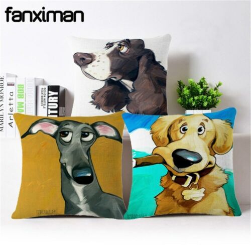 Home Decorative Cushion Cover Bulldog Dachshund Greyhound Schnauzer Cushion Case - Picture 1 of 21