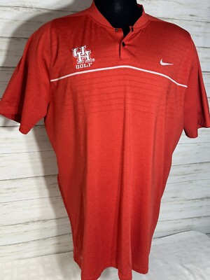 Nike Tiger Woods VL Max Swing Knit Stripe XL Men Shirt 803195 Red Houston Cougar