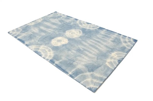 Modern Rug Blue Tie-Dye Style 5X8 Hand-Tufted Contemporary Wool Kids Room Carpet - Picture 2 of 14