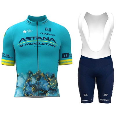 mens 2024 astana Cycling team Jersey Bib Short Cycling Bib Shorts Bike Jerseys