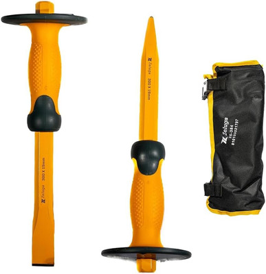25-384 12 Inch Heavy Duty Hex Pointed Head and Flat Head Chisel with Tool Bag, 2