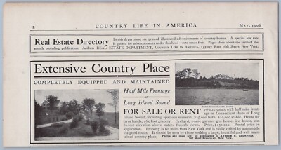1906 Long Island Sound Property Ad Connecticut Shore New York Real Estate NY