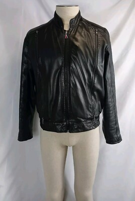 Vintage Hein Gericke Motorcycle Jacket Mens Sz 42 Medium Black Zip Vent No Liner