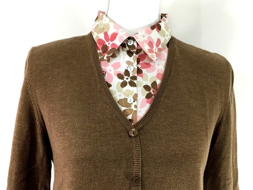 ALFRED DUNNER Faux Lagenlook Pullover PETITE SMALL braun rosa 3/4 Ärmel (J528) - Bild 2 von 9