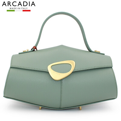 ARCADIA Made in Italy creative designer pastel green leather small hexagon bag