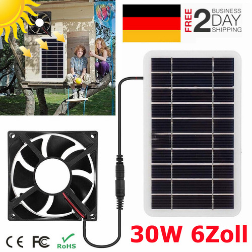 30W Solarpanel Ventilator Solar Abluftventilator für Hühnerstall & Gewächshaus - Bild 3 von 12