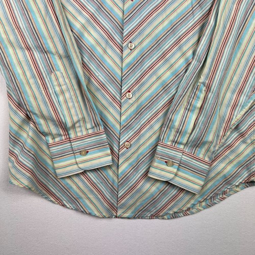 Cubavera Shirt Mens Small Button Up Long Sleeve Striped Green Casual Cotton - Picture 2 of 9