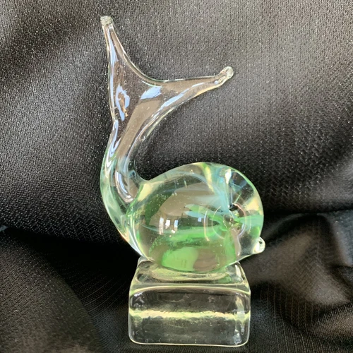 Vintage Icet Arte Murano Venezuela Blown  Art Glass Fish Whale Figurine 4 1/4”