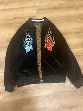 Huf Worldwide Skateboard Large Reversible Destructive Skajyan Bomber Jacket