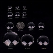 200Pcs Flatback Transparent Clear Glass Domed Cabochons Cover Findings Round DIY
