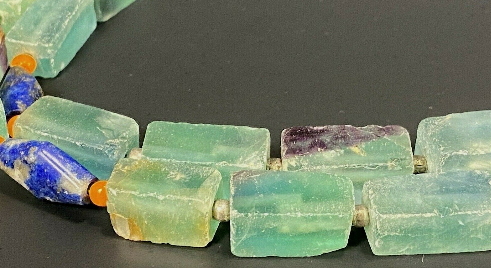 Green Fluorite Rectangular Beads w/ Lapiz Lazuli … - image 5