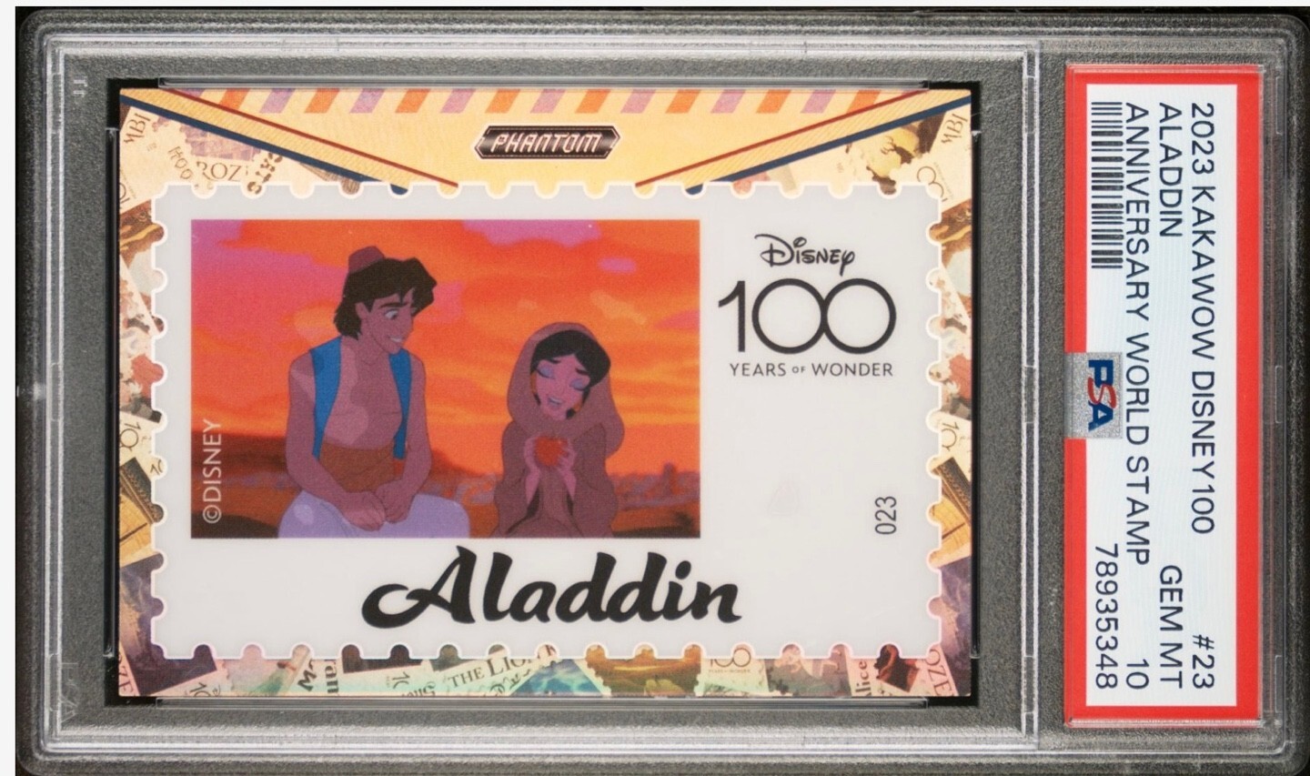 2023 Kakawow Disney 100 Years #23 Aladdin Silver Anniversary World Stamp PSA 10