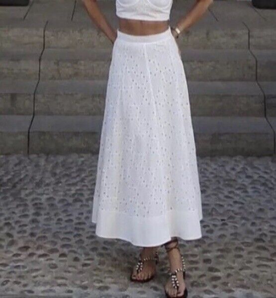 ZARA WOMAN SS23 OYSTER WHITE EMBROIDERED CAPE SKIRT Sz S ZARA WOMAN SS23 OYSTER WHITE EMBROIDERED CAPE SKIRT Sz S