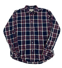 EXPRESS Men's Fitted Blue Plaid Long Sleeve Button Up Shirt Size XL/TG 17-17.5