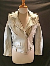 Iro Ebya Ladies Distressed Silver Motorcycle Jacket Size 36 Us Small Size 4