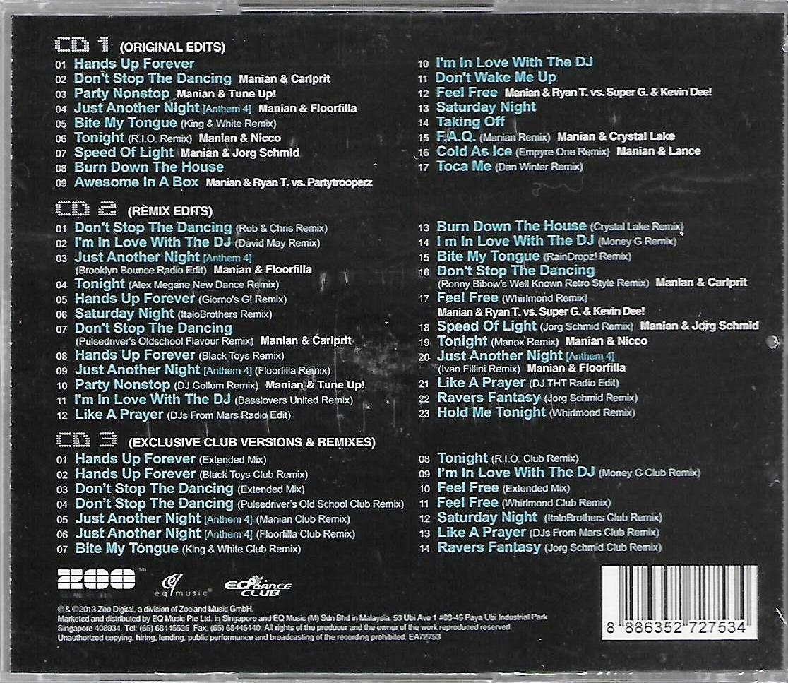 DJ Manian Hands Up Forever 3CD Deluxe Edition Original Edits +