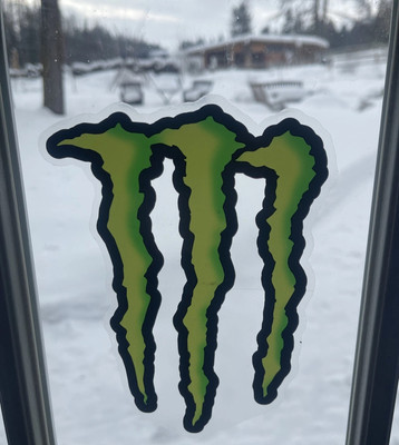 MONSTER ENERGY Vinyl Decal 8 Inch LARGE Die Cut Sponsor to Athlete Sticker 8X6