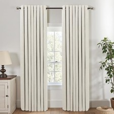 90 Inch Curtains Long 2 Panels Set,Grommet 52"W x 90"L Pack of 2 Cream Beige