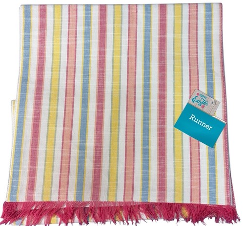 Easter Table Runner Stripes Spring Holiday Farmhouse Colorful - Picture 1 of 5