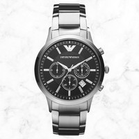 Emporio Armani AR2434 Men’s Chronograph Watch Black Dial Stainless Steel Strap