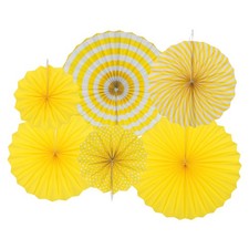 6Pcs Hanging Paper Fans Party Decoration for Home,Birthday Wedding Yellow