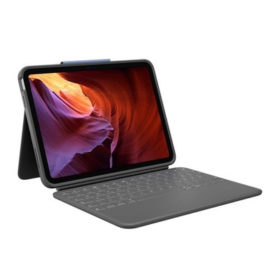 Logitech Rugged Folio Tastatur-Case für iPad (10. Gen) Deutsches QWERTZ Grau