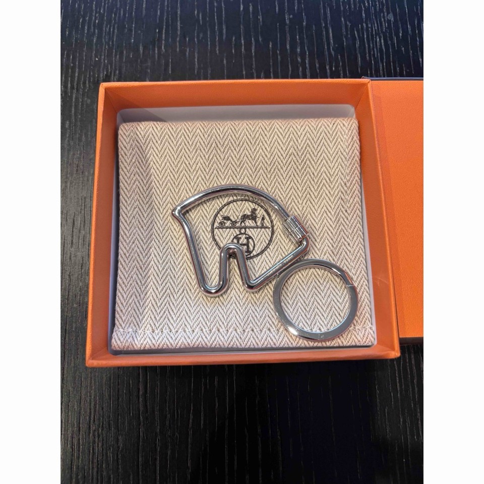 Color Bex HERMES Cheval Cheval Keychain Keyring Charm Silver Color With Box Rare ...
