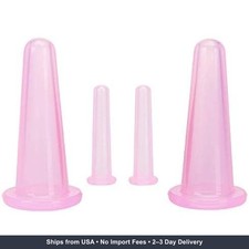 4Pcs Pink Facial Cupping Therapy Set Anti Cellulite Silicone Vacuum Cupping Cups