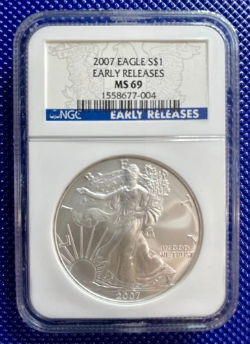 2007_ NGC _ Silver Eagle S$1 _ MS69 _ EARLY RELEASES _ #1558677-004