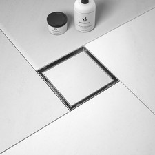 Bernkot Square Shower Drain 6", Brushed Floor with Tiled 6'',