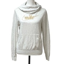Nike Women's Pink Gold Glitter Logo Pullover Hoodie Sz XS