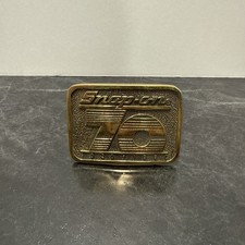 Vintage Snap-On Tools Belt Buckle Solid Brass 70 Year Commerorative 1990 USA