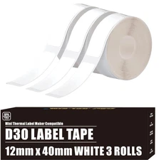D30 Label Tape, 540 Labels 12x40mm White Thermal Label Paper for Phomemo D30 ...