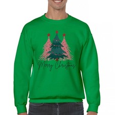 Merry Christmas Crewneck Sweatshirt Tis the Season Xmas Tree Festive Jolly